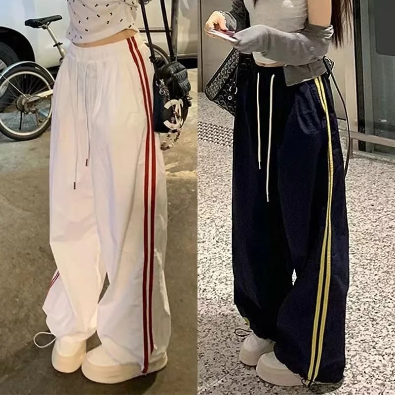 Rosesand - High Rise Striped Loose-Fit Wijde Joggingbroek