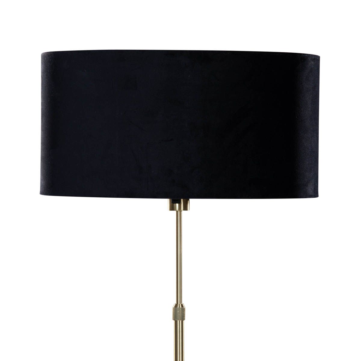 Vloerlamp goud met ovale velours kap zwart 50 cm - Parte
