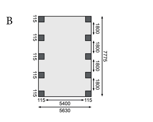 Dubbele carport Karibu Caan 3 variant A 598x860 cm drukgeïmpregneerd