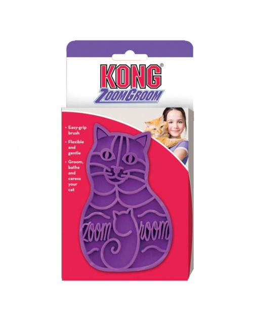 Kong Rubber Borstel Zoomgroom - Kattenvachtborstel - Paars per stuk