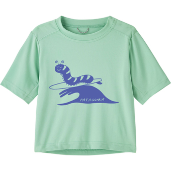 Patagonia Baby Cap Silkweight T-Shirt Caterpillar Chiller: Rinsed Green Kinder
