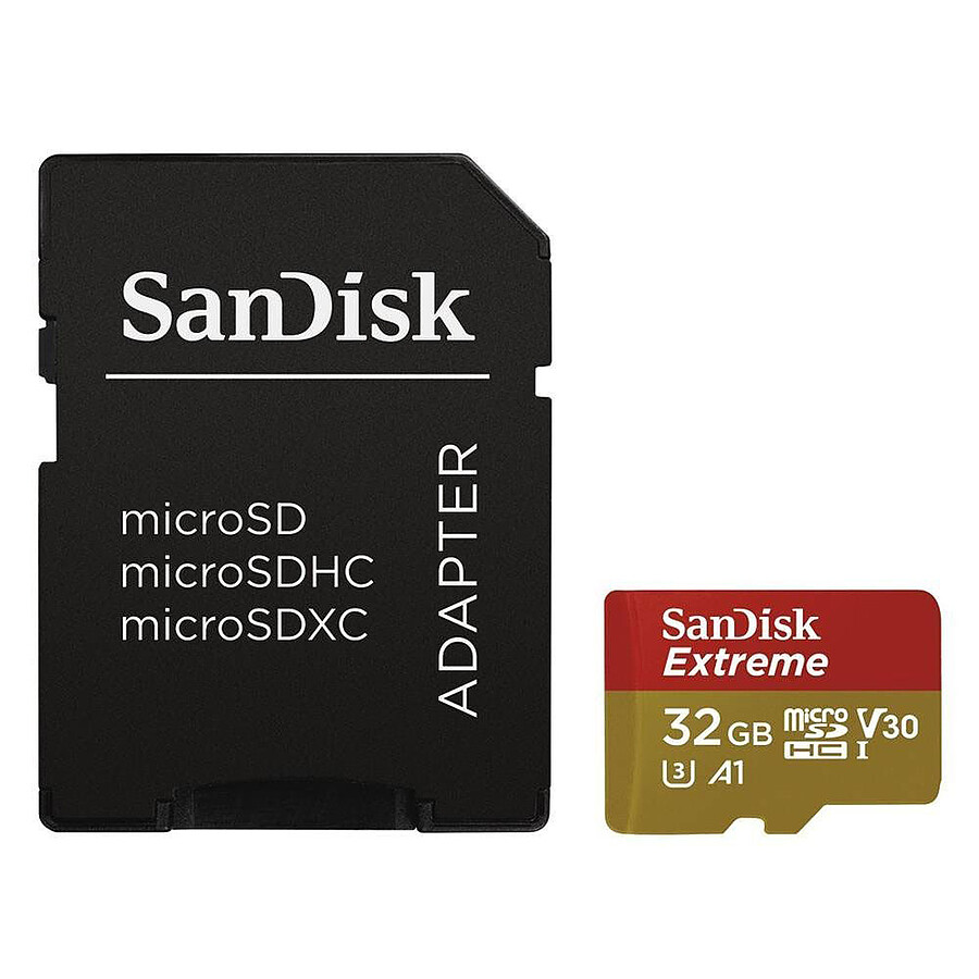 SanDisk Extreme microSDHC UHS-I U3 V30 32 Go + Adaptateur SD