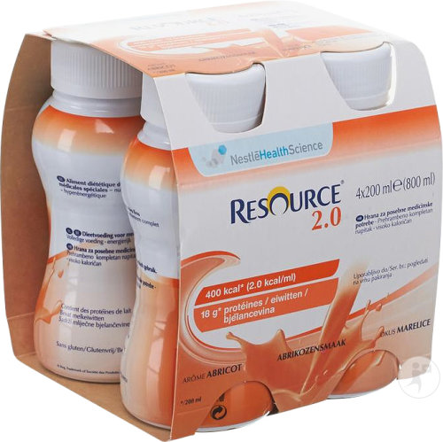 Nestlé Resource 2.0 Abricot Bouteilles 4x200ml (12100545)