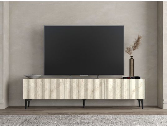 CONCEPT1 - Meuble TV Oscar travertin 180 x 31,4 x h45 cm