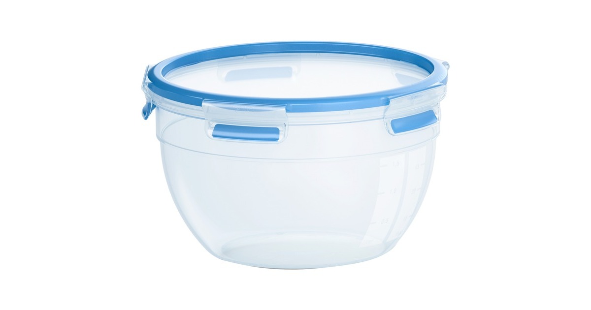 EmsaClip & Close vershoudbakje 2,6 Liter doos  (Transparant/blauw, rond, Ø 21,8cm)
