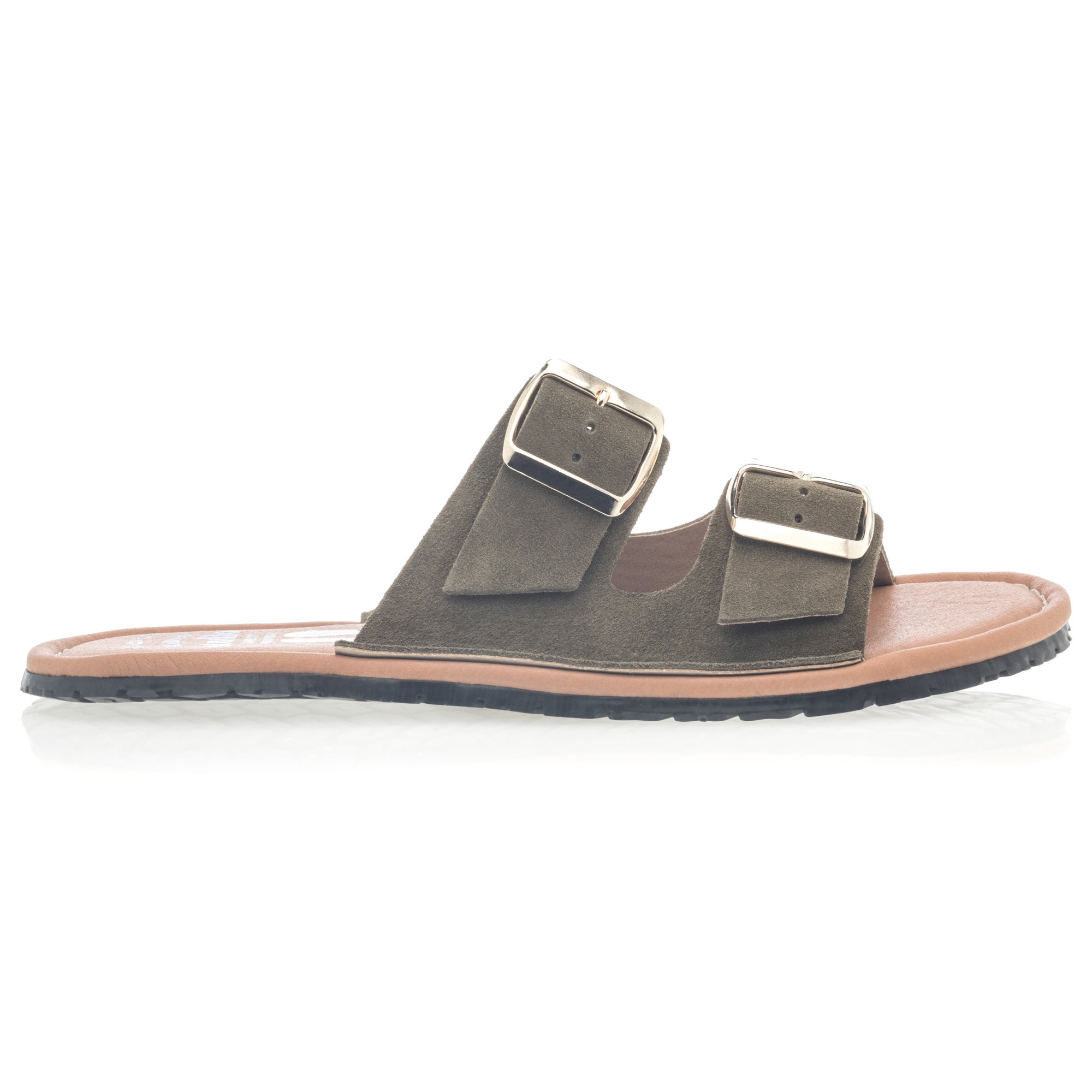 Mules Femme en cuir kaki