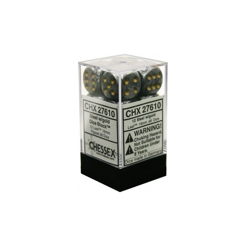 Pack de 12 dés D6 * feuille * ACIER
