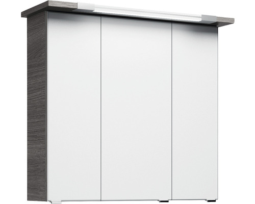 Pelipal Kumba badkamermeubelset, BxHxD 77 x 200 x 50 cm, grafiet getextureerde fronten (horizontaal patroon), met witte gegoten minerale wastafel, 99.77012519