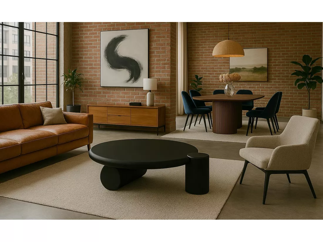 Table basse ronde asymétrique 100cm Yang Noir
