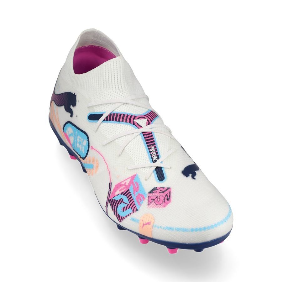 PUMA Future 7 Match MG Volume Up - Blanc/Bleu/Poison Pink/Fizzy Melon