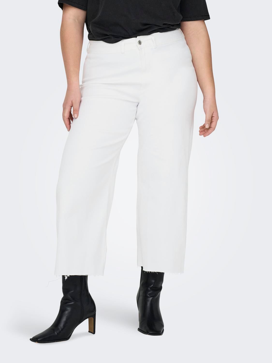 CARSYLVIE Hohe Taille Gerade geschnitten Jeans White