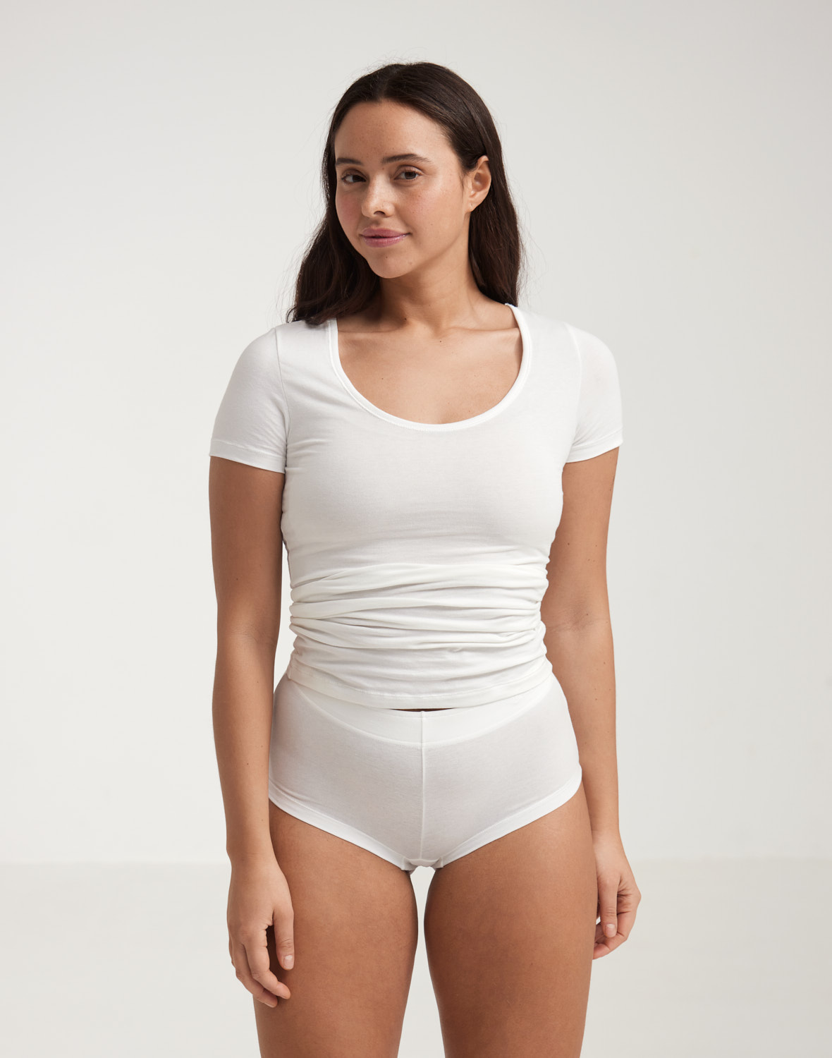 Hipster met hoge taille van katoen voor dames