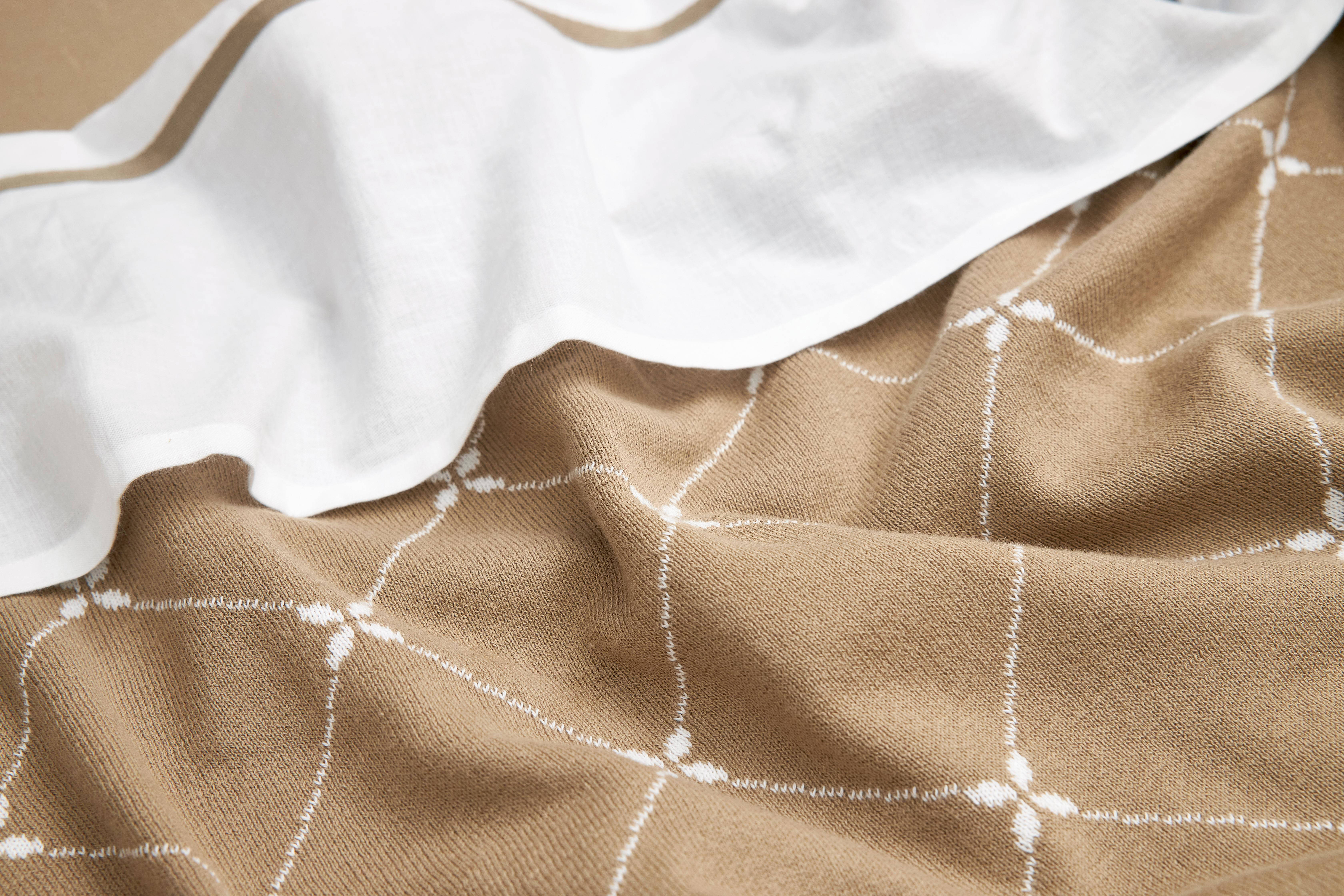 Meyco X Mrs. Keizer baby ledikantlaken Louis 100x150 cm - set van 2 taupe/wit