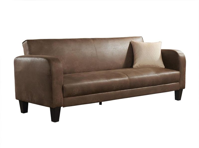 Club - INICIO - Slaapbank - Bruin - Microvezel - Vintage-look