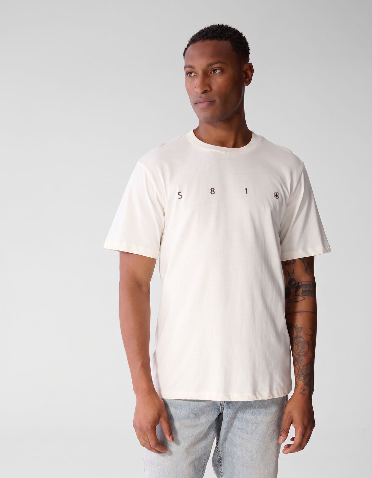 Minimal Artwork T-shirt Gebroken Wit