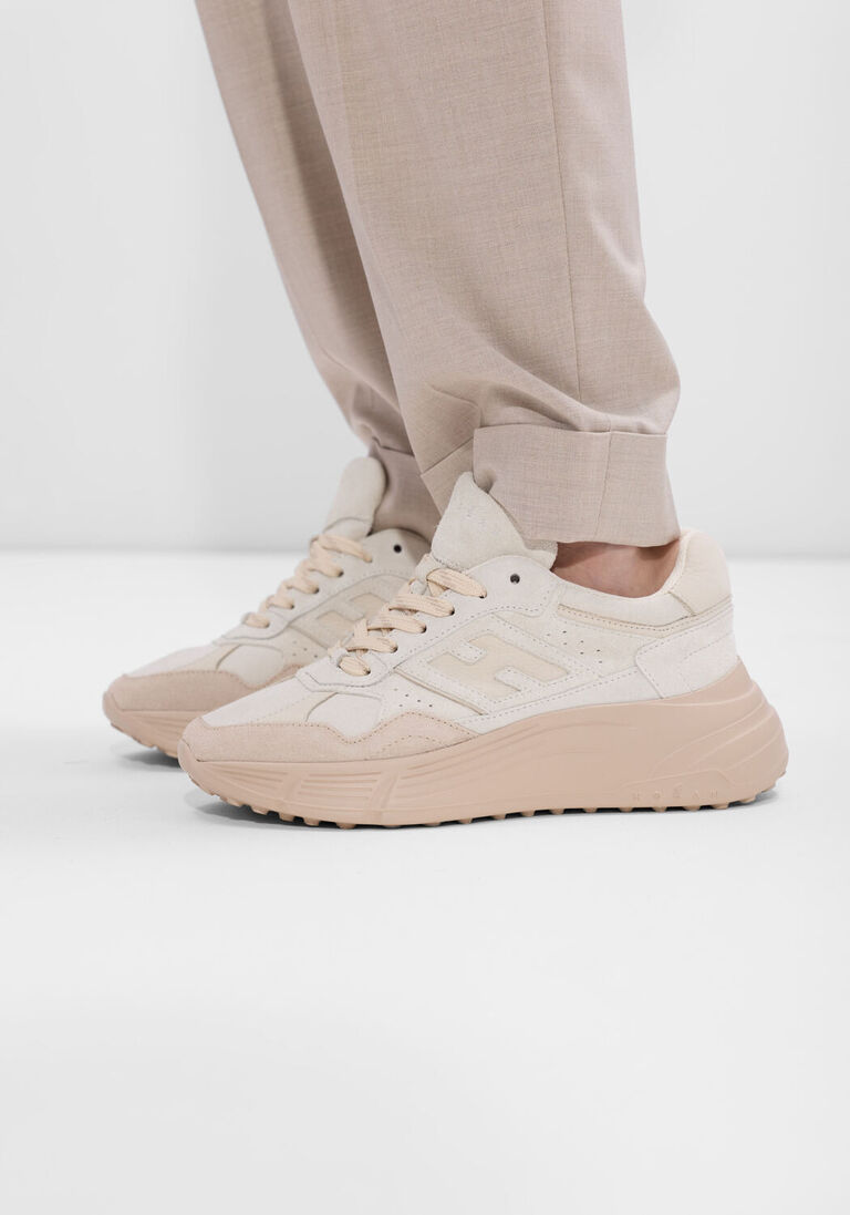 beige hogan lage sneakers h669 allacciato h