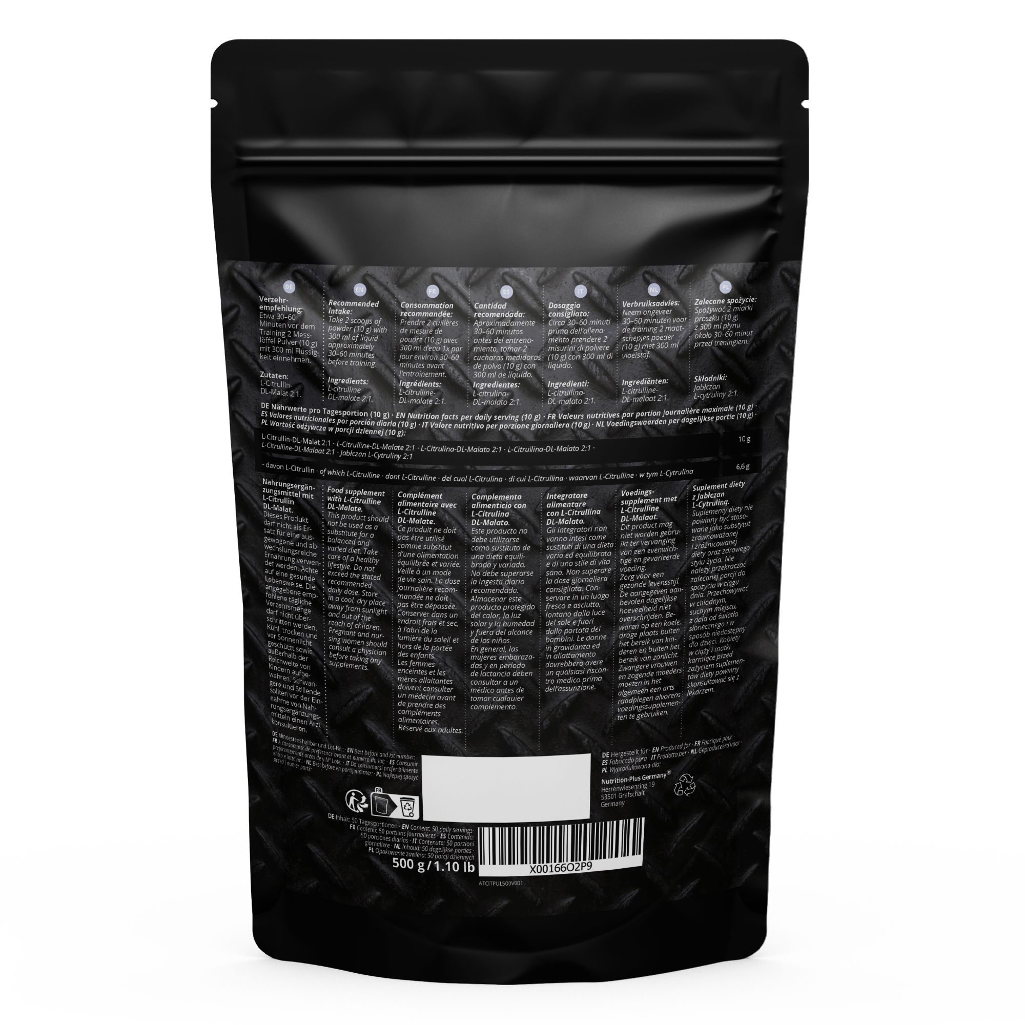 Alphatier L-Citrullin Malat Pulver 500g hochdosiert