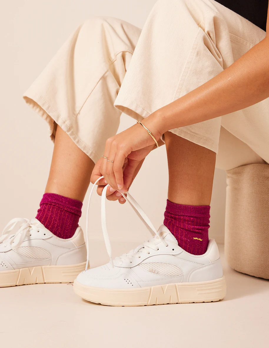 Pack de 3 chaussettes - Côtelé Bleu doré fuchsia