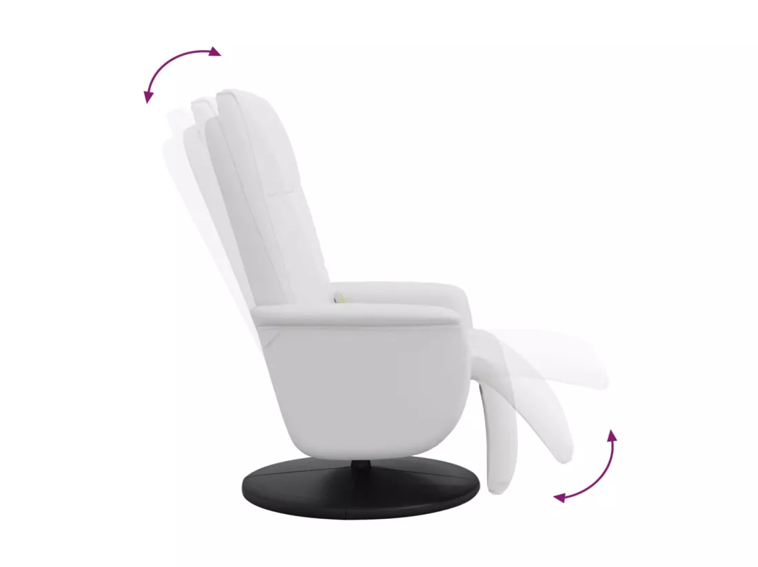 Fauteuil inclinable de massage repose-pieds blanc similicuir