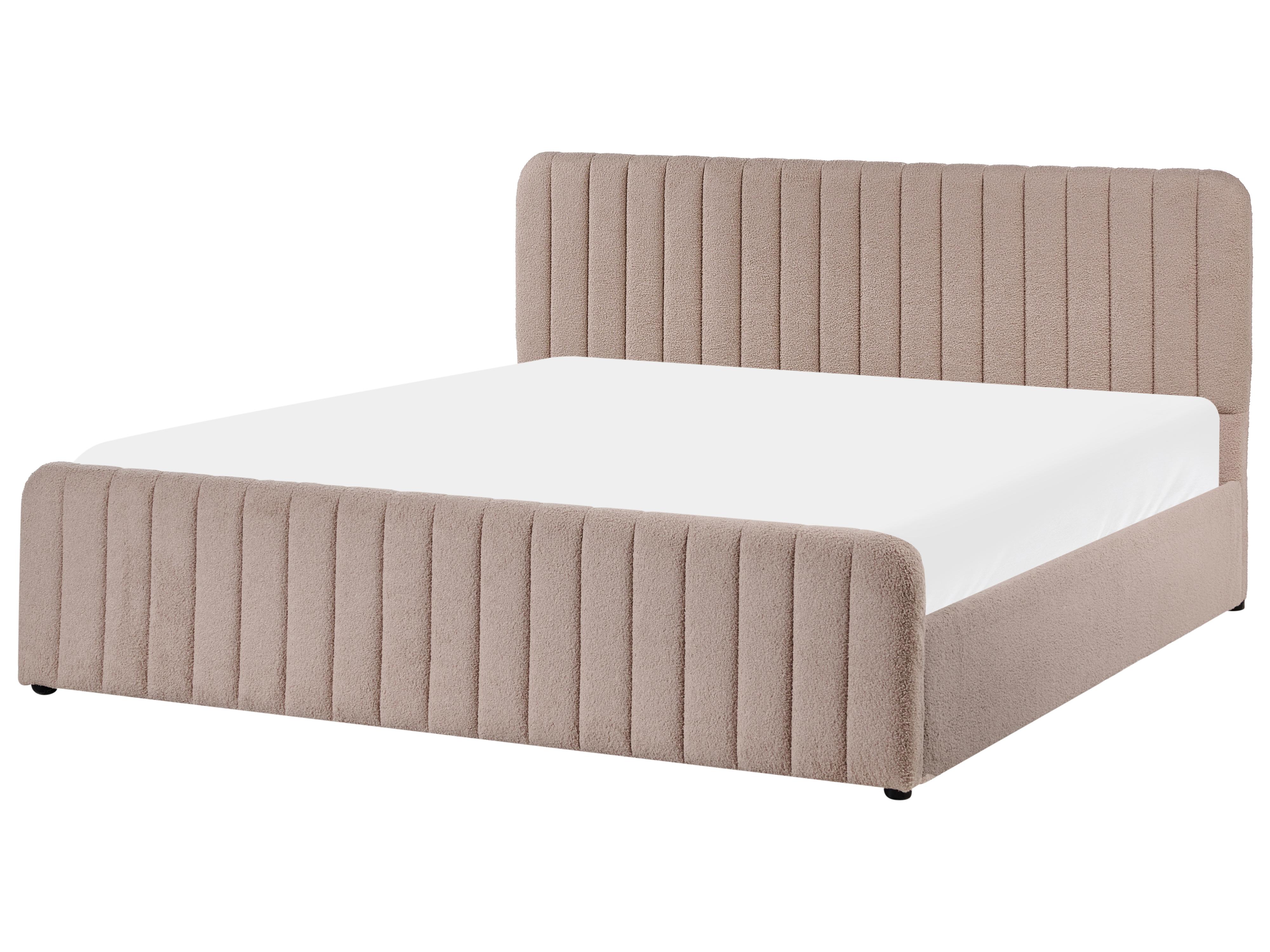 Bed met opbergruimte Bouclé LUNAN 180 x 200 cm Taupe