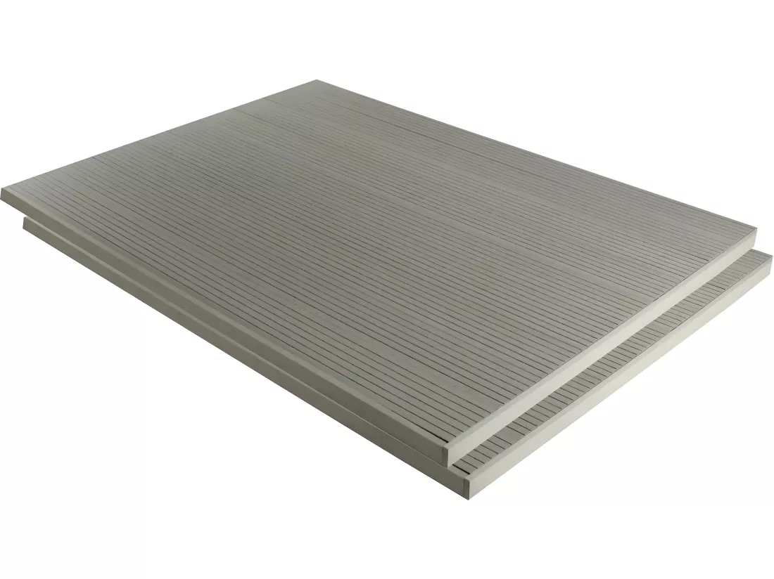 Lot de 3 lames de terrasse composite alvéolaires - Long: 2,4m - surface 1m² - Gris