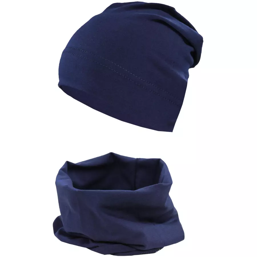 TupTam Jungen Beanie Mütze und Schlauchschal 2er Set dunkelblau