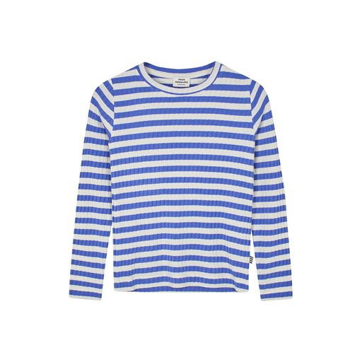 Mads Nørgaard 5x5 Classic Stripe Talika Langærmet T-shirt, Amparo Blue/Vanilla Ice, 12 år