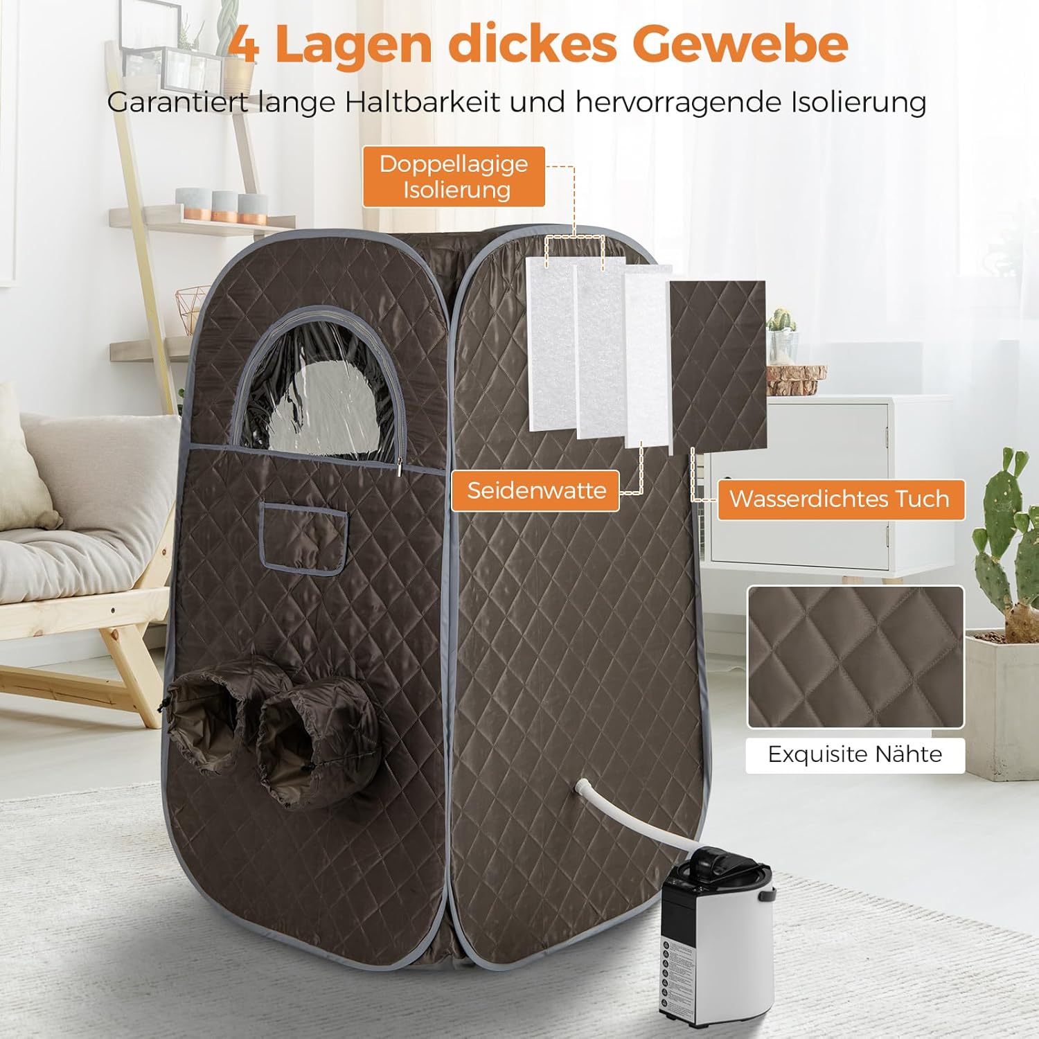 COSTWAY tragbare Dampfsauna, Heimsauna für 1-2 Personen mit 3 Liter Dampfgenerator, Timer, Fernbedienung, Fußmassagegerät & Klappstuhl, Saunazelt Sitzsauna Zuhause, 89 x 89 x 149 cm (Grau)