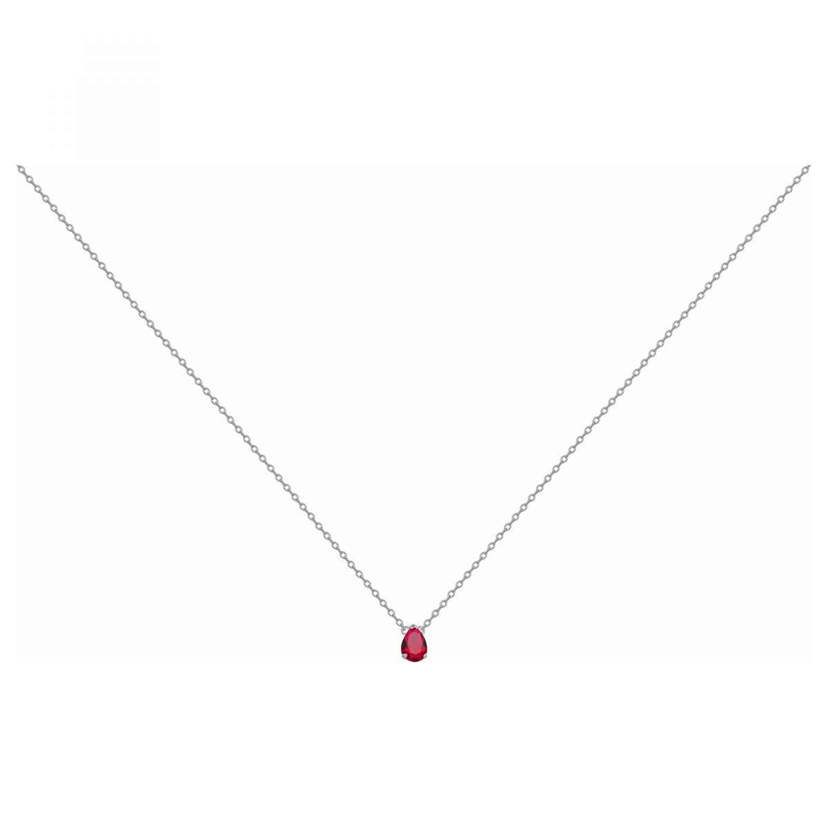 Collier mono-motif en Argent avec spinelle rouge rubis