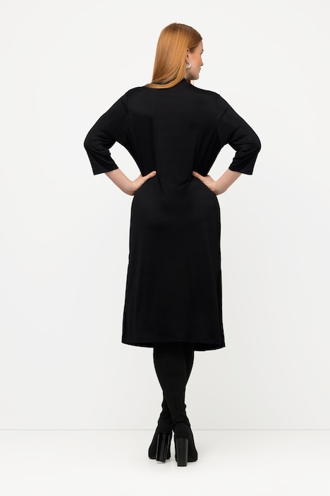 Midi-Slinkykleid, A-Linie, Stehkragen, 3/4-Arm