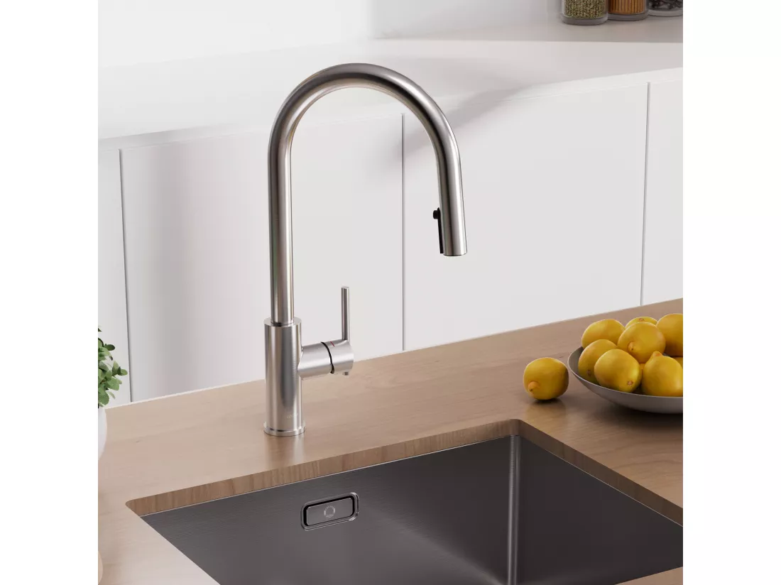 Cecipa max Brossé Mitigeur de Cuisine avec Douchette Extractible - Robinet de Evier Avec 2 modes de sortie d'eau - Pivotant à 360°,EU Modèle