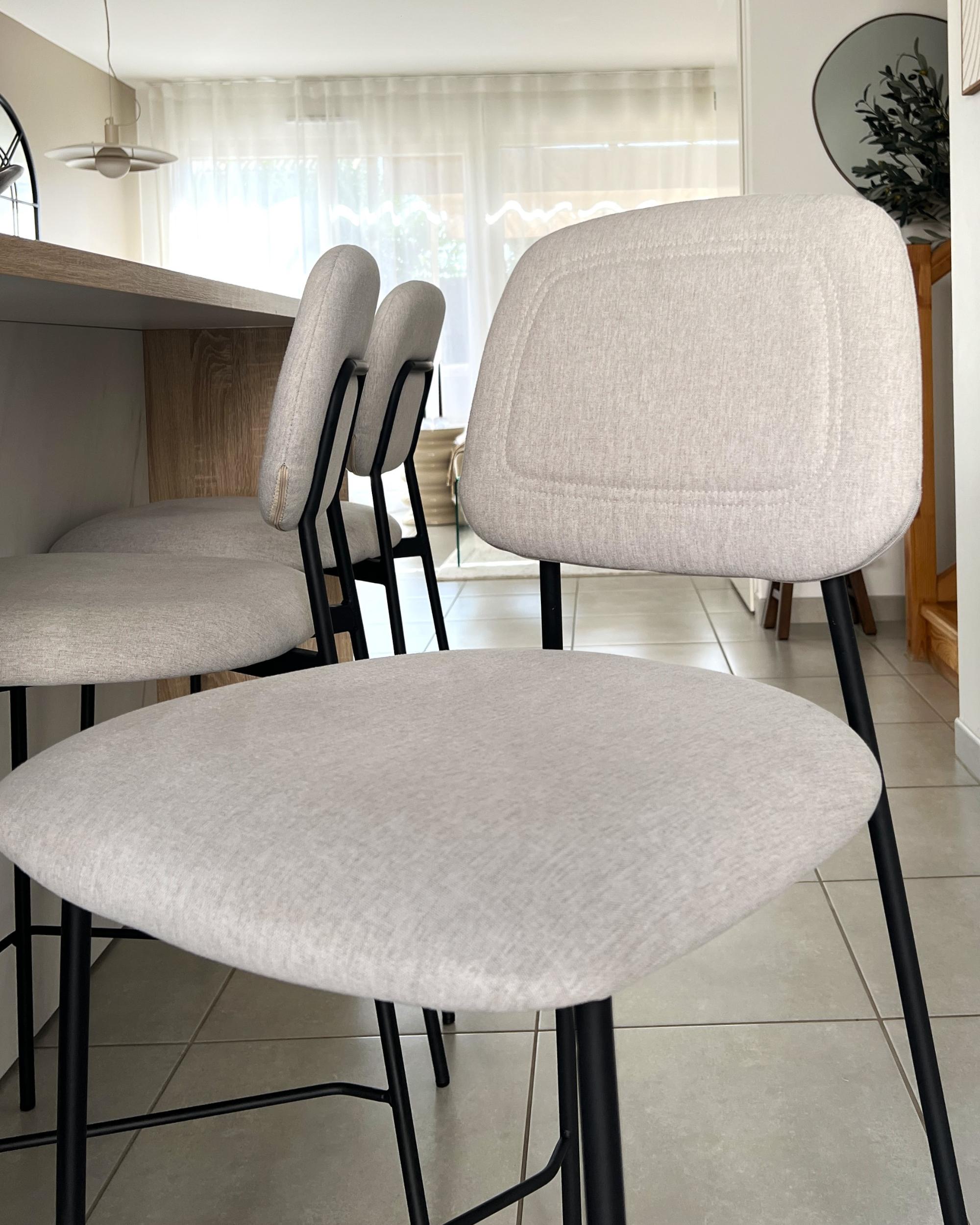 Set van 2 barstoelen DUETTE Kunstlinnen Taupe