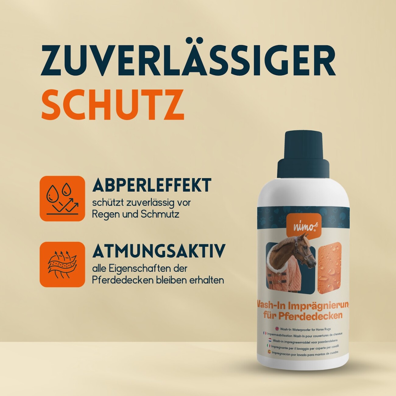 nimo Wash-In Imprägnierung für Pferdedecken 500 ml