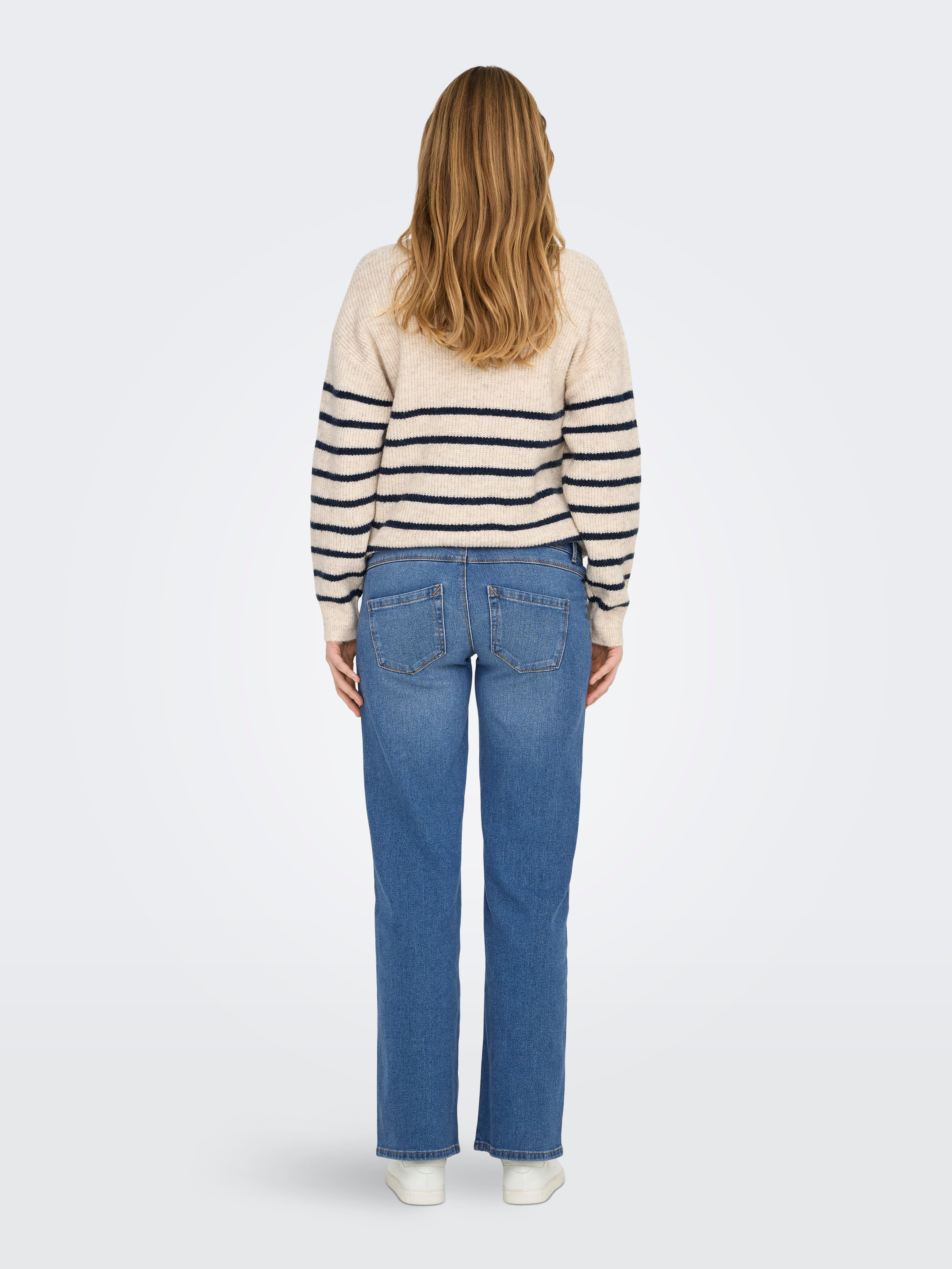 OLMSNOW Hohe Taille Weiter Beinschnitt Jeans Medium Blue Denim