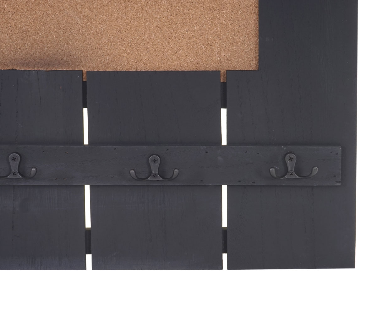 Wandgarderobe MCW-C89 mit Pinnwand, Garderobenpaneel, Shabby-Look Vintage, 8 Haken 91x60cm ~ dunkelgrau, shabby