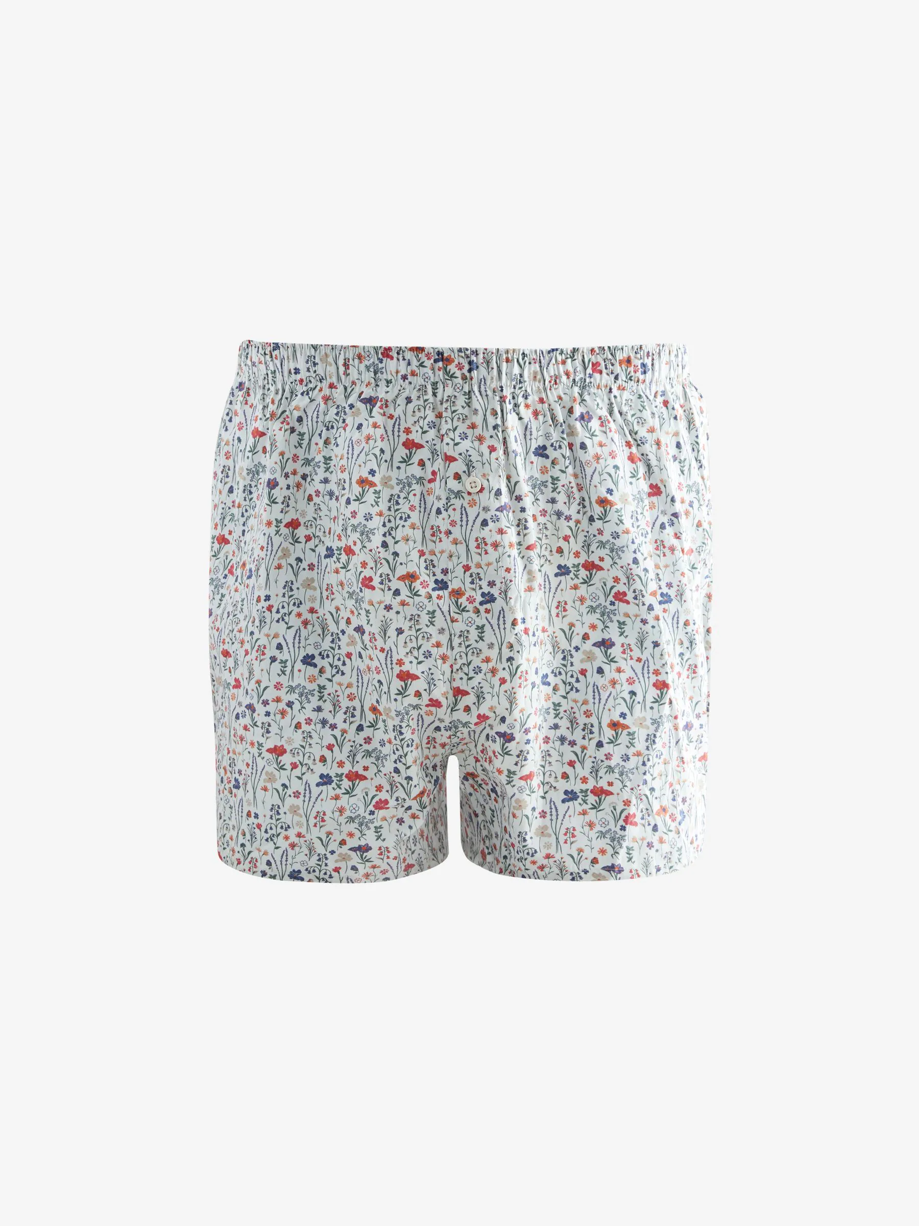 Blauw/wit/groen met bloemenprint - Verpakking van 4 - Geweven boxershorts van puur katoen