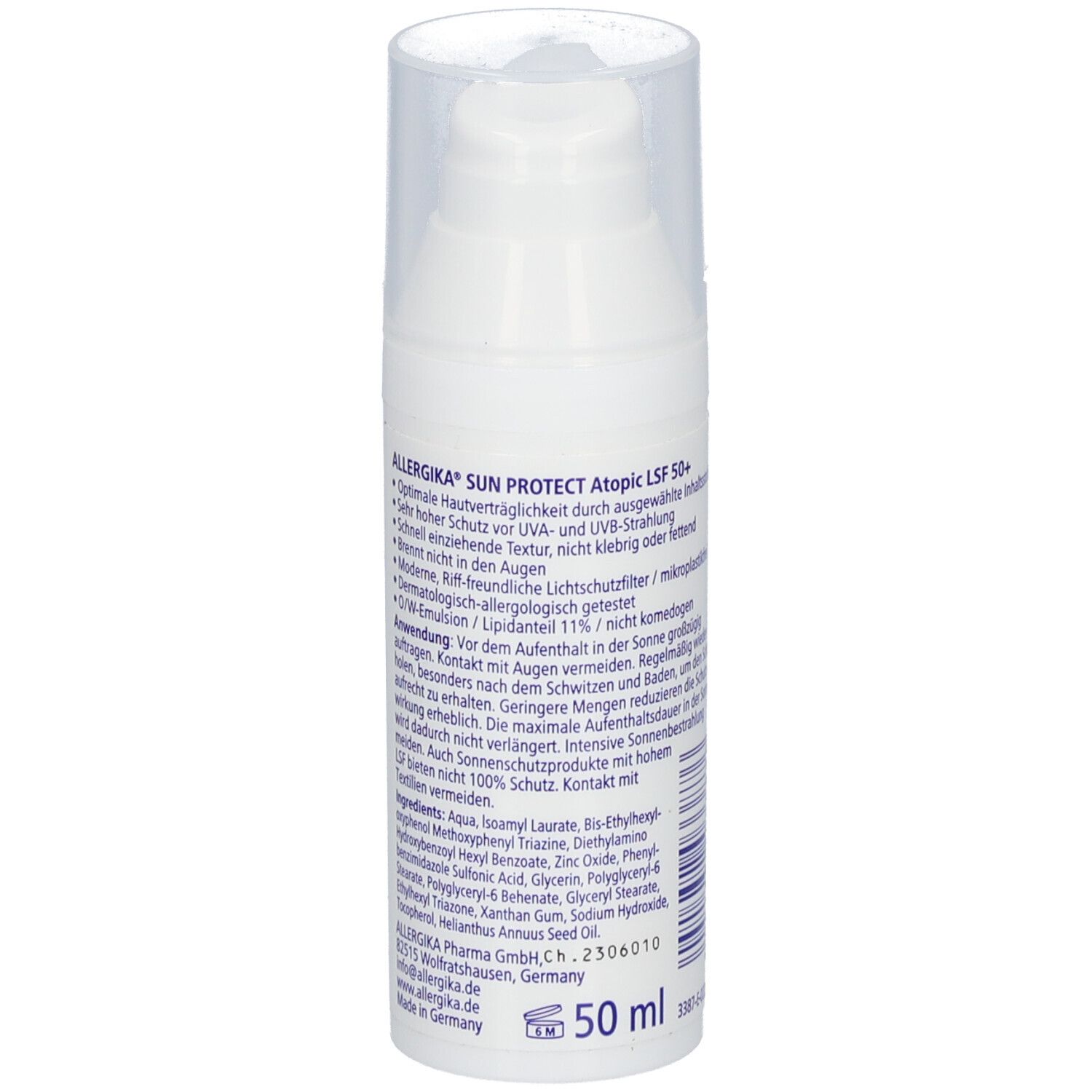 ALLERGIKA® SUN PROTECT Atopic SPF 50+ - Sehr hoher Sonnenschutz bei irritierter, atopischer Haut, Neurodermitis