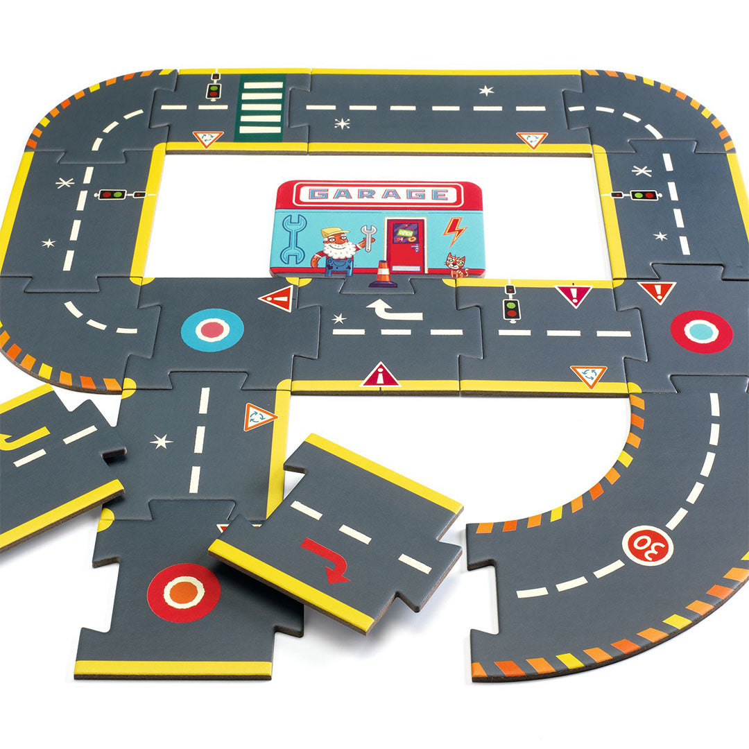 Djeco crazy motors vloerpuzzel autoweg - 26st