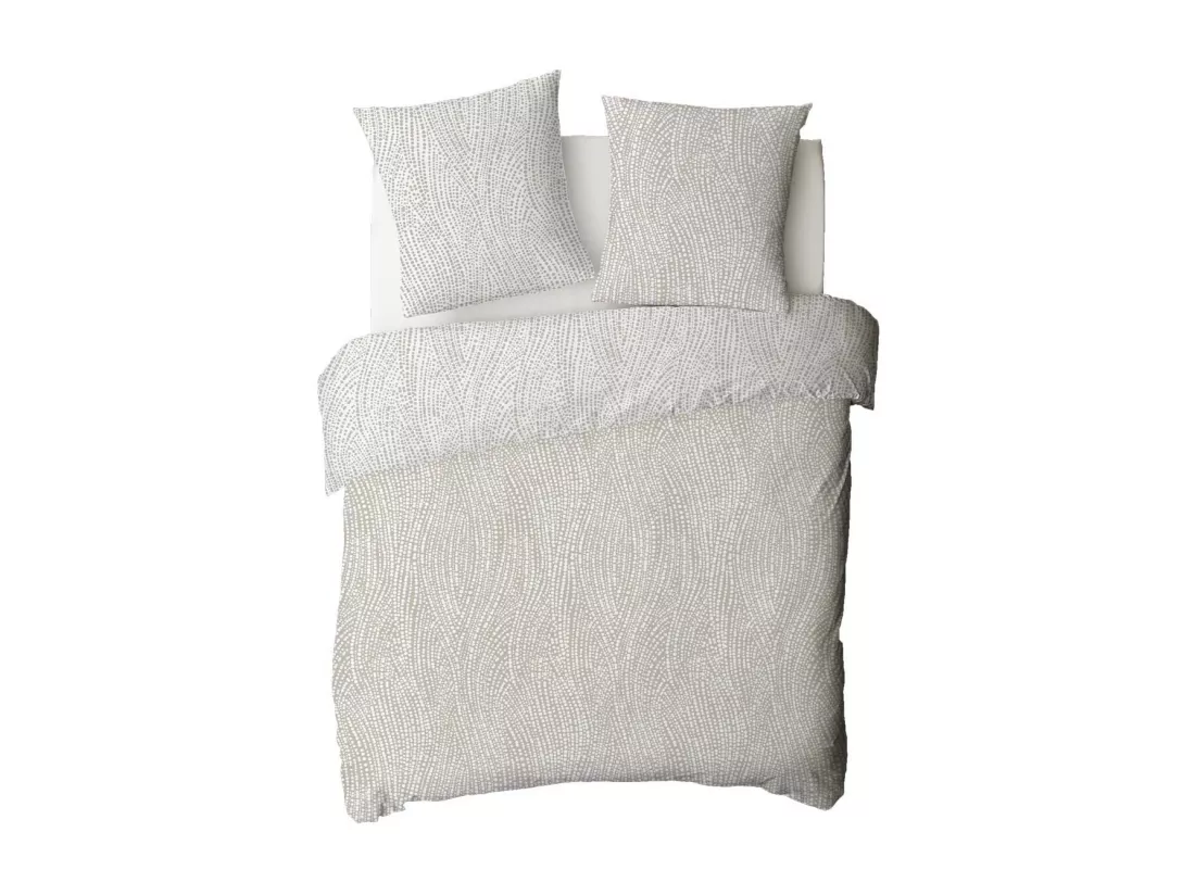 Parure de lit 2 personnes en coton 57 fils imprimé beige 240x220cm