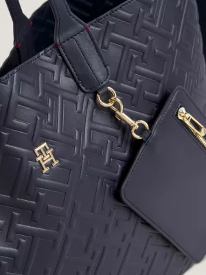 Bolsa tote icônica com monograma TH em relevo