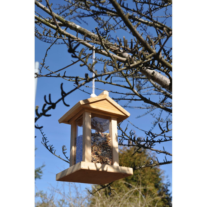 Vogelfutterhaus aus Holz - ca. 14,5 x 14,5 x 22 cm