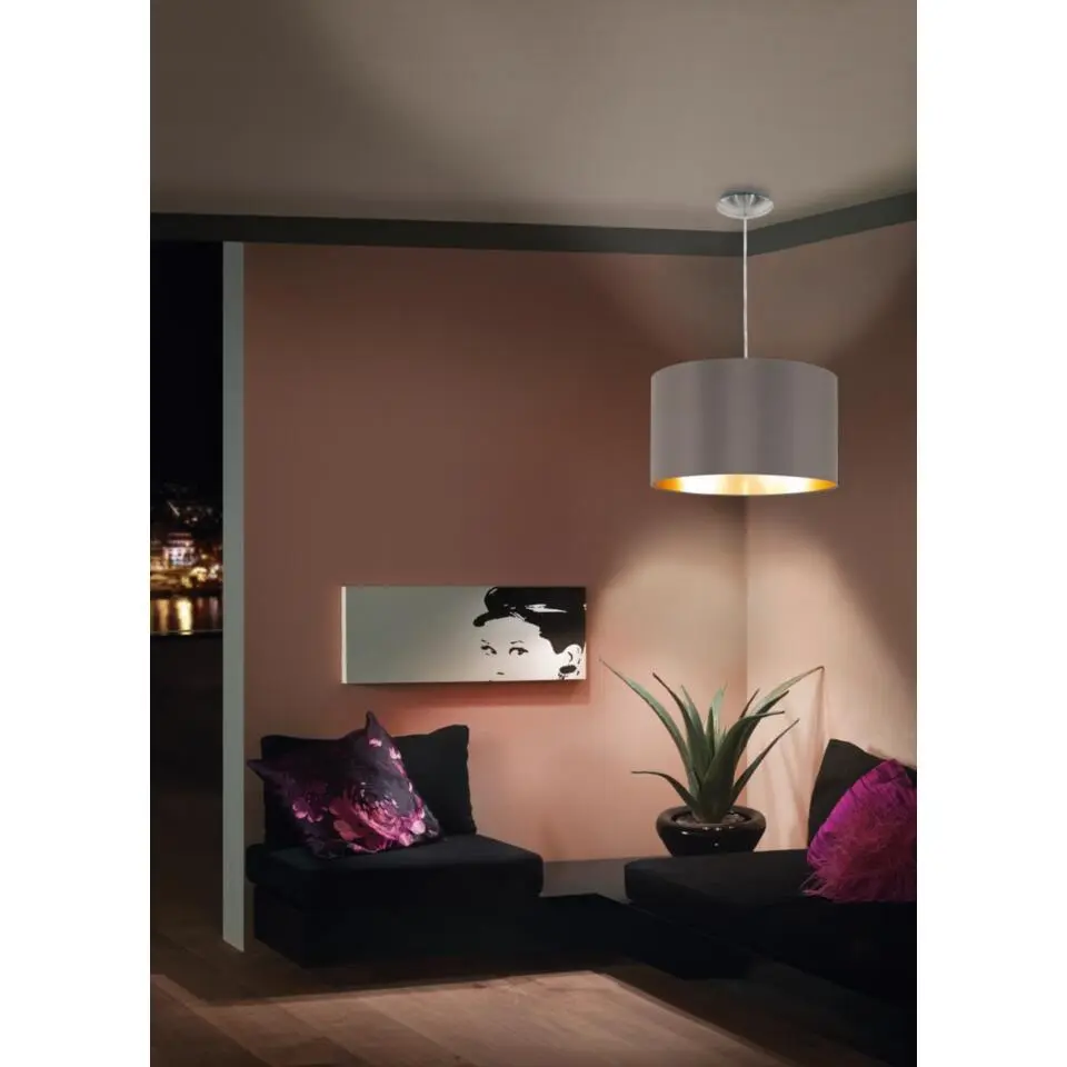 EGLOMaserlo-Hanglamp-1Lichts-Ø38cm-Nikkel-Mat-Goud