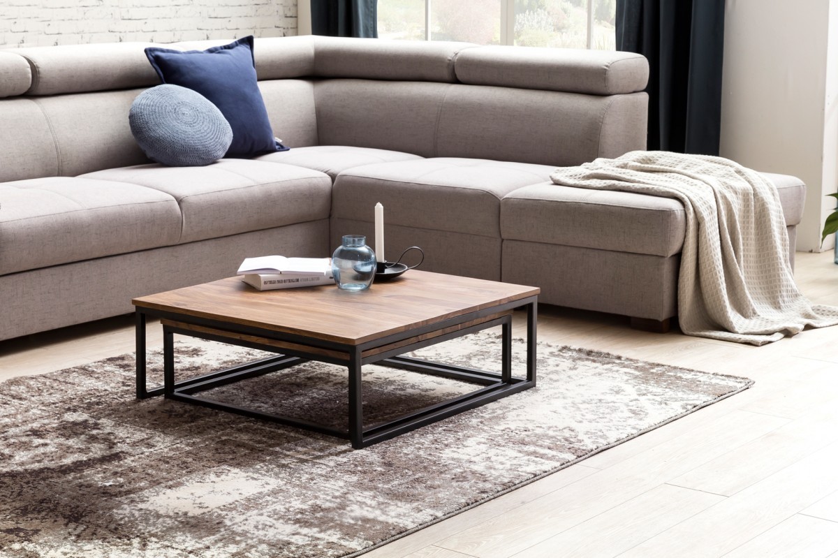2er-Set Couchtisch - Sheesham massiv