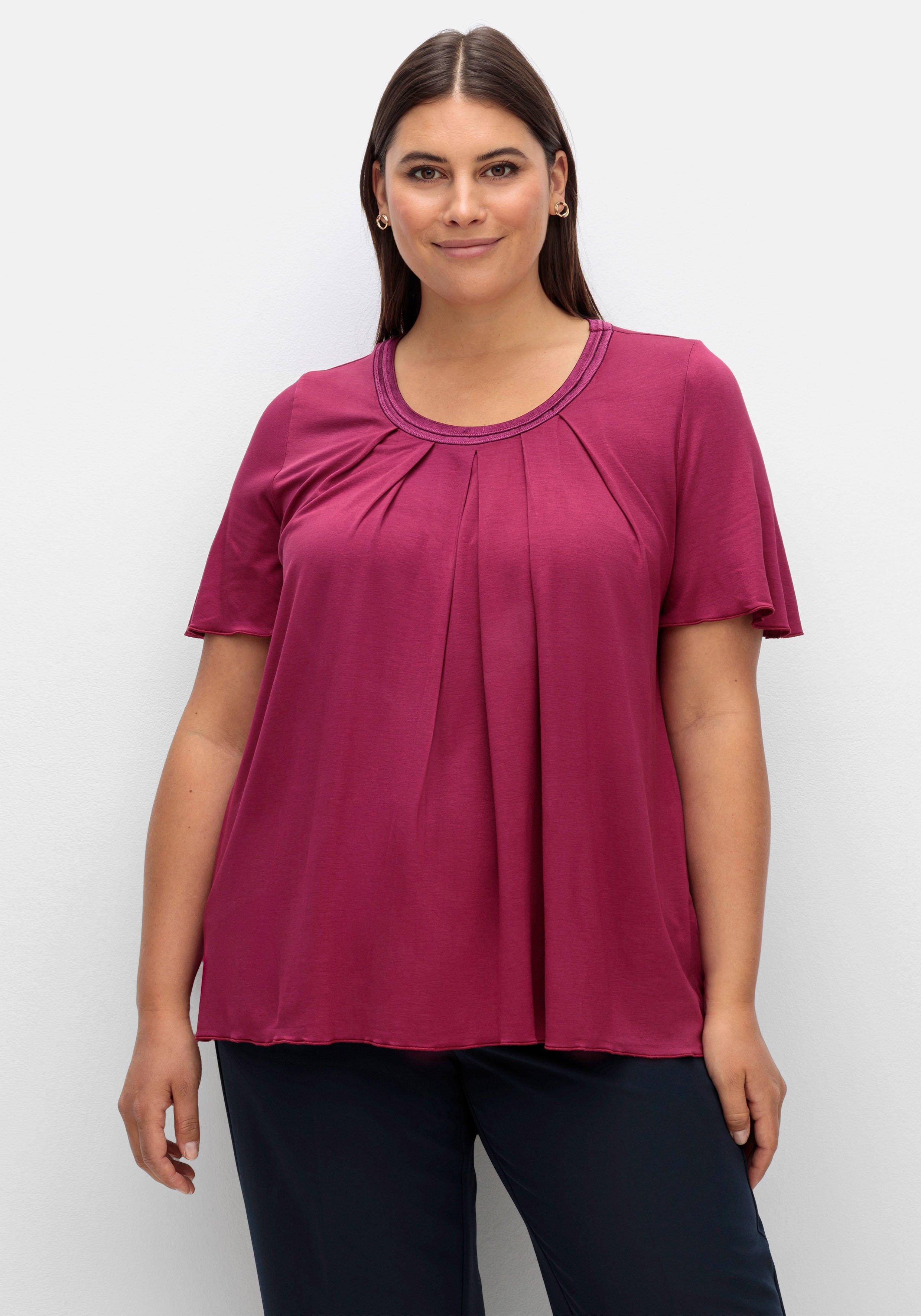 Shirt in A-Linie mit dekorativer Blende, aus Viskose-Jersey