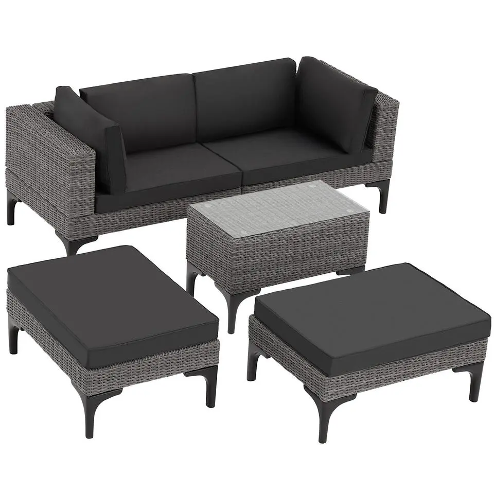 tectake Wicker lounge Bellaria met aluminium frame, Grijs