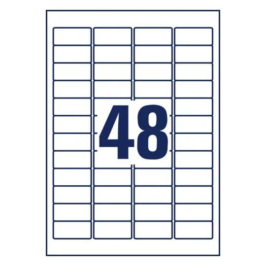 Etiketter Avery 45.7x21.2 mm, hvid, permanent, Polyetylen (PE), ekstremt modstandsdygtige - (10 ark x 48 stk.)