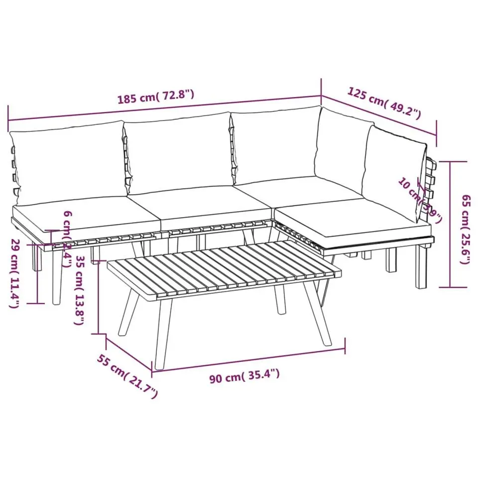 vidaXL - Loungeset - Bruin - Acaciahout