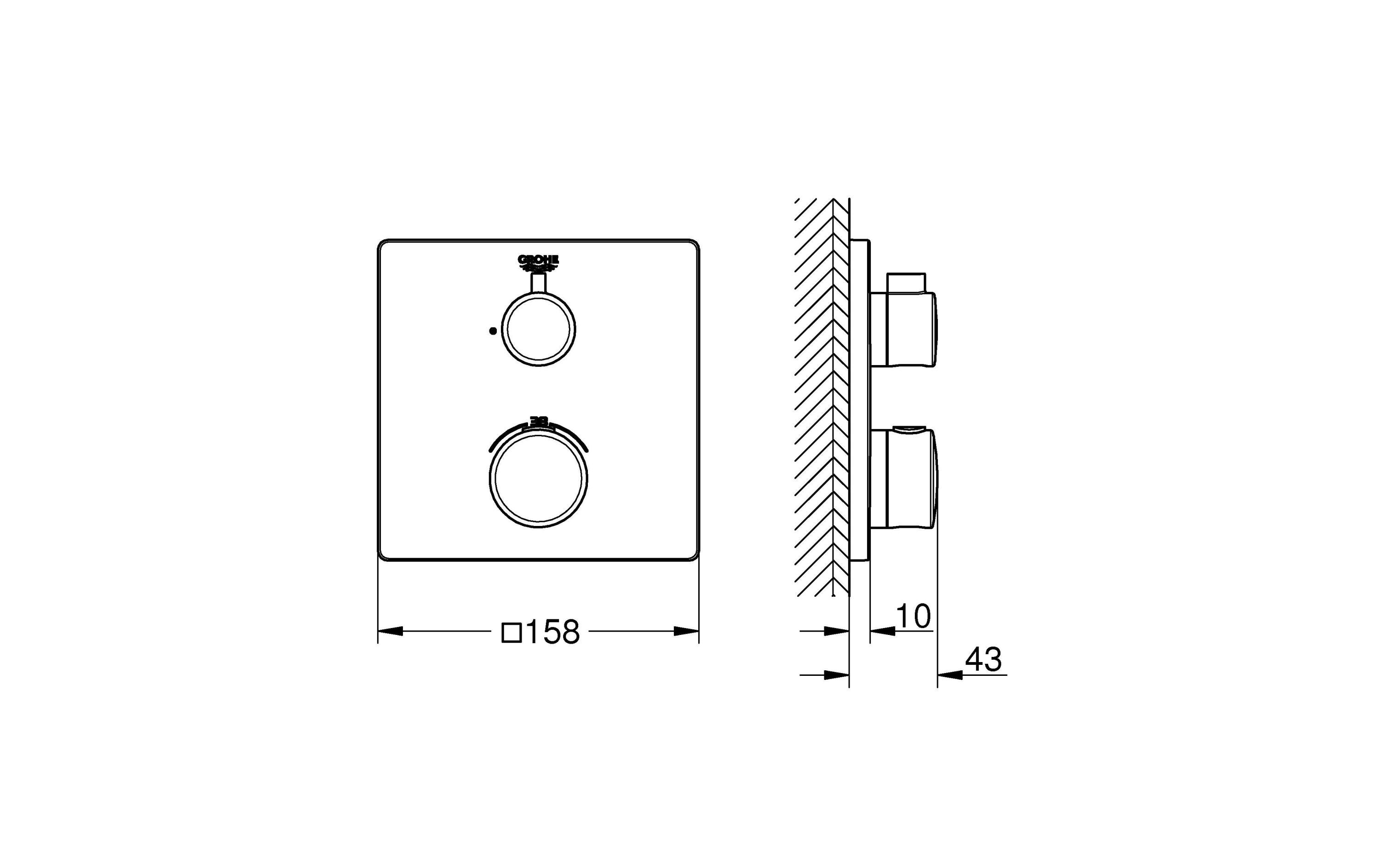 Duscharmatur Grohtherm 43 mm, Chrom<br>GROHE Grohtherm Thermostat-Brausebatterie