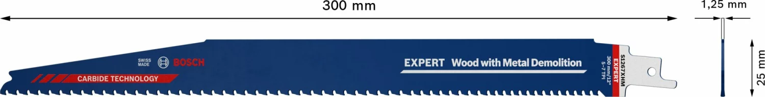 Bosch 2608900401 EXPERT Reciprozaagblad S1267XHM Wood with Metal Demolition