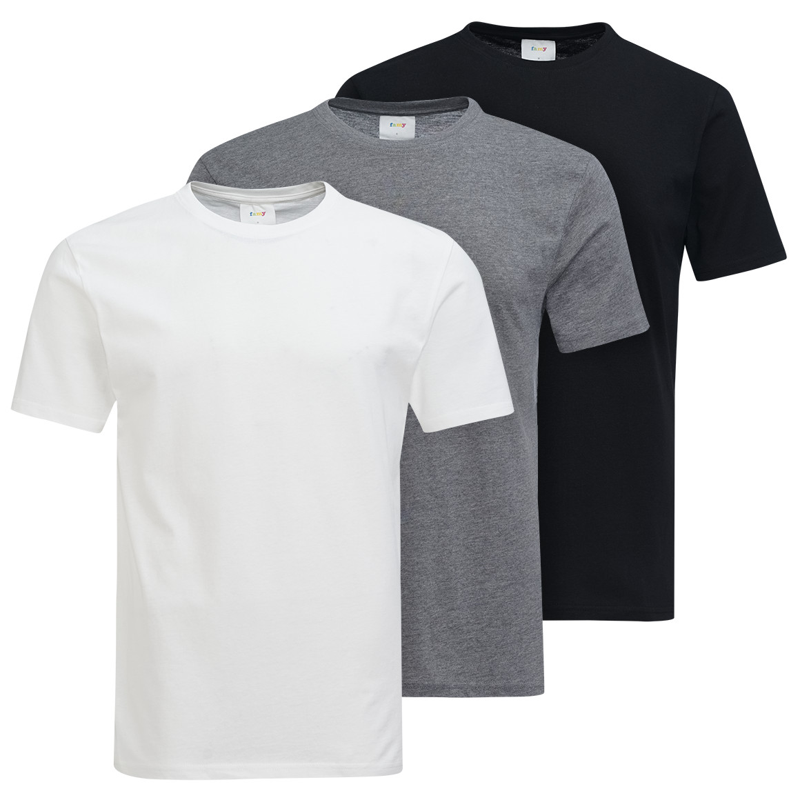 Famy 3 Herren T-Shirts unifarben dunkelgrau / weiss / schwarz